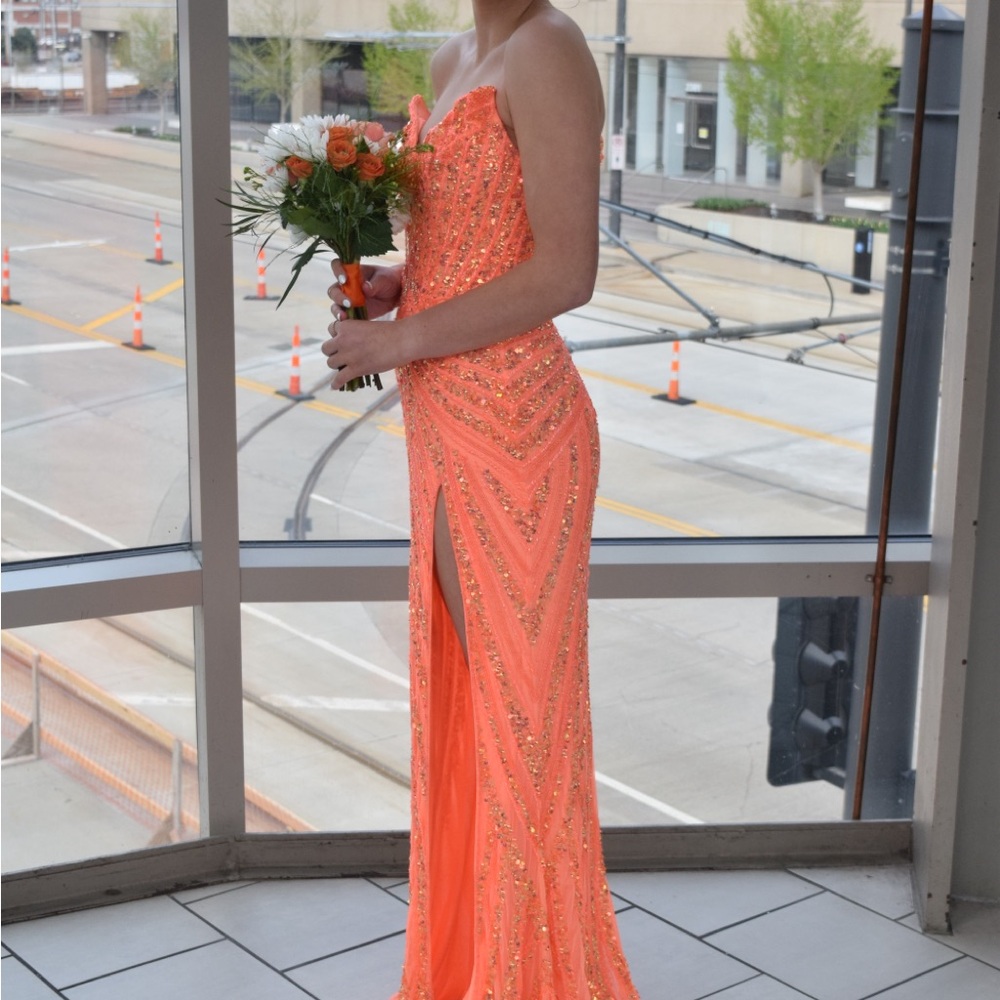Vibrant Orange Sequin Gown